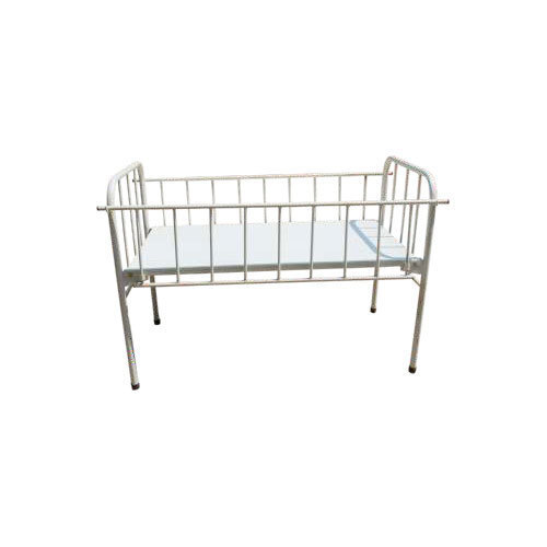 Pediatric Cot Bed - 54L x 30W x 24H Inch | Stainless Steel, Epoxy Powder Coated, Rugged Construction, Foldable, Easy to Use, 20-50 Kg Load Capacity, New Condition, White and Blue Finish