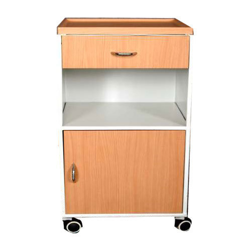 Eco-Friendly Wooden Bedside Locker - 4 Wheels, 16x16x30 Inches | Durable, Easy to Move, Locking Facility