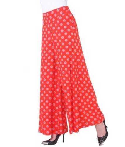 Ladies Free Size Casual Red Printed Palazzo, Comfortable And Easily Washable