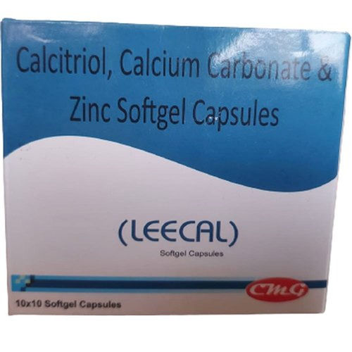 Leecal Calcitriol, Calcium Carbonate And Zinc Softgel Capsules, 10x10 Blister Pack