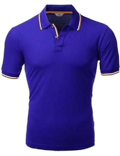 Mens Plain Dyed Short Sleeve Breathable Cotton Casual Wear Collar T-Shirt