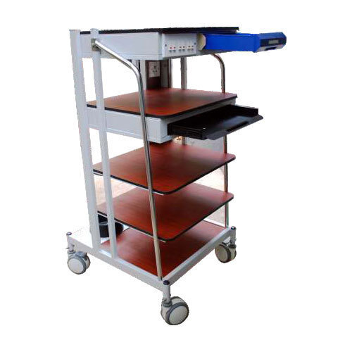 Mild Steel Laparoscopy Trolley - 4 Wheels, 2 To 4 Feet Height | Durable, Eco-friendly, Easy Operation, Pretreated & Powder Coated Finish