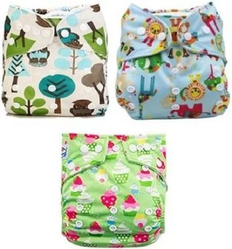 Multicolored Baby Printed Cloth Diaper 3 Piece Set for 3-12 Months Toddler