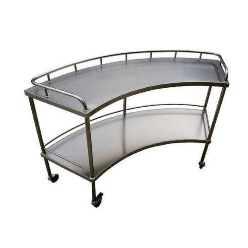 Ruggedly Constructed Four Wheel Type Curved Aluminum Instrument Trolley