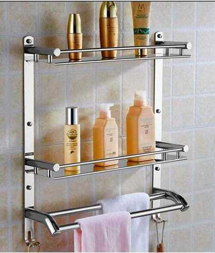 Stainless Steel Bathroom Wall Shelf, Wall Mounted And Chrome Finish