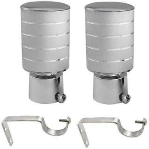 व्हाइट मेटल और ऐक्रेलिक ग्लिटर 4 पीस रॉड रेल कर्टन ब्रैकेट चार सपोर्ट के साथ ऊंचाई: 600 मिमी