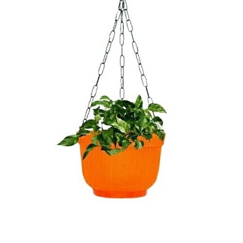8 Inch Diameter Orange Color Plastic Hanging Basket