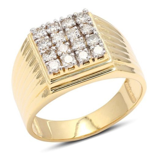 14k Yellow Gold Diamond Men's Wedding Band Ring – Baikalla