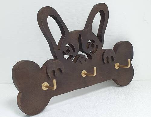 Red Handmade Fancy Wooden Walnut Finish Pet Dog Leash Holder Hook For Home