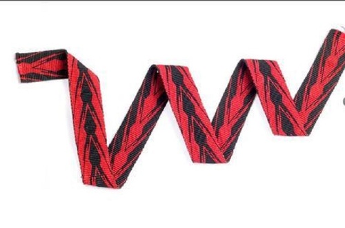 Printed Jacquard Elastic Tapes - 20 Millimeter Width, Red and Black Color | Lightweight, High Strength, Customized for Garments Use