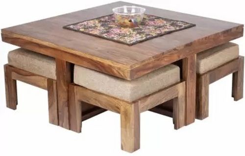 Termite Resistance Eco Friendly Indoor Square Solid Wood Coffee Table (45x 55 Cm)