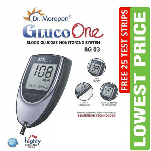 0.6-33.3 mmol/L Dr Morepen BG 03 Glucometer with 25 Strips