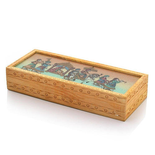 10 x 4 inch Rectangular Decorative Wooden Gems Stone Painting Jewellery Box