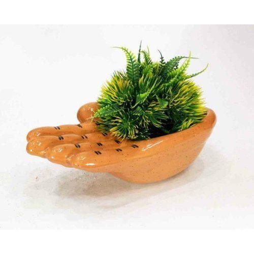 Hand Shape Ceramic Garden Flower Pot with Glossy Finish