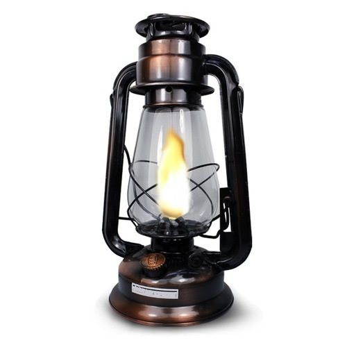 Lightweight Portable Table Mounted Black And Brown Designer Kerosene Lamps