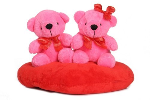 Plush Material And Polyester Fiber Filling Cute Mini Couple Soft Toy - Plush, Mini Size, Pink and Red | For Gifting and Decorating, Age 0-3 Yrs, Flexibility Yes