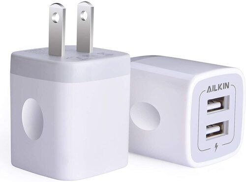 White Double Port Mobile Charger Adopter