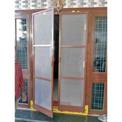 Brown Frame 7 Feet Hinged Outdoor Mosquito Mesh Door, 25-30 Mm Thickness