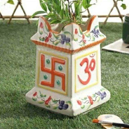 Elegant Design Ceramic Tulsi Pot With 11.8 Inches Height