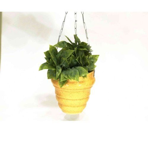 Plain Yellow Round Ceramic Hanging Planter With 2Mm To 15Mm Thickness General Medicines