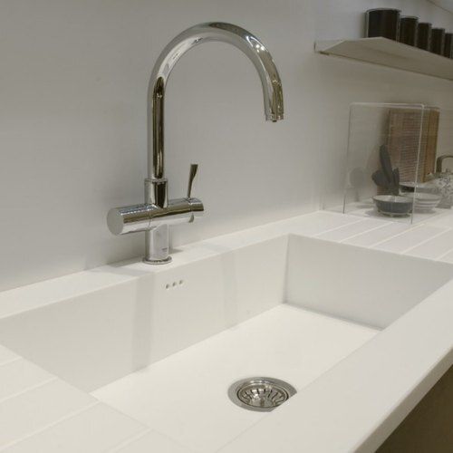 White Corian Designed Kitchen Sink