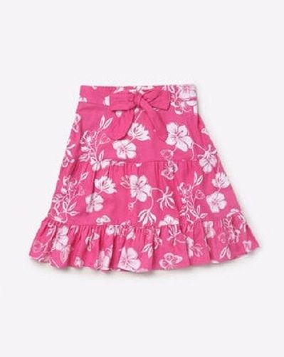 Elasticated Waist Floral Print Tiered Skirt for Kids