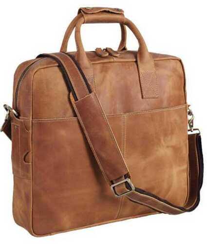 Mens 16 Inches Light Brown Leather Laptop Bag With Adjustable Strap