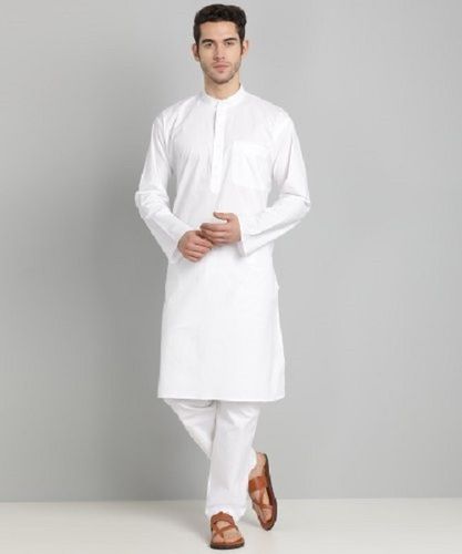 Mens Round Neck Full Sleeves Cotton Long Kurta Pajama Use For Casual Wear