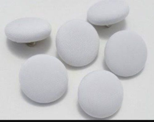 Flatback Plain White Color And Round Shape Fabric Button