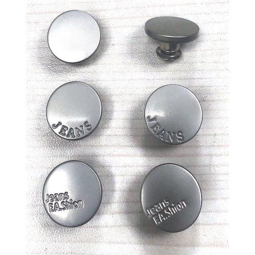 Silver Round Shape Metal Flatback Jeans Button