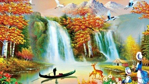 Multi Water Color Designer Scenery For Walls