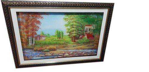 Wooden Frame Village Scenery For Walls