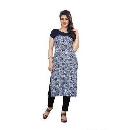 Casual Wear Modern Design Short Sleeved Printed Cotton Kurtis For Women