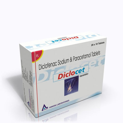 Diclocet Diclofenac Sodium And Paracetamol Painkiller Tablet, 20x10 Blister