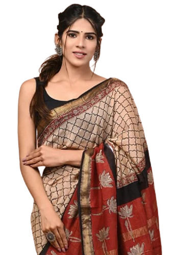 Ladies Printed Silk Lightweight Skin Friendly Casual Wear Designer Saree 