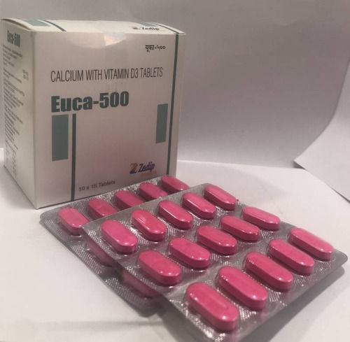 EUCA-500 Calcium With Vitamin D3 Tablets For Bone Strength, 10x15 Blister