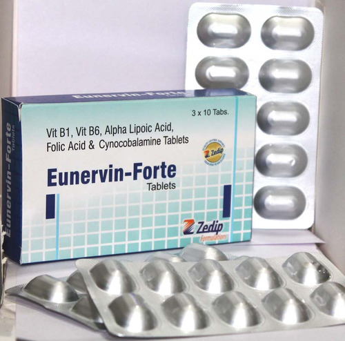 Eunervin-forte विटामिन B1 और B6, अल्फा लिपोइक एसिड, फोलिक एसिड और साइनोकोबालामिन टैबलेट