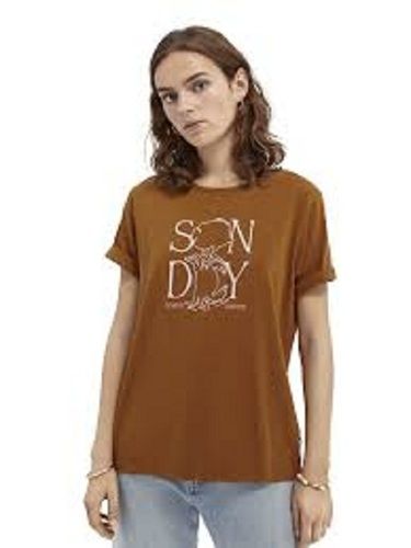 Ladies Brown Fancy Cotton T Shirts