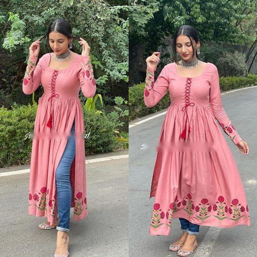 Long frock kurti outlet with jeans