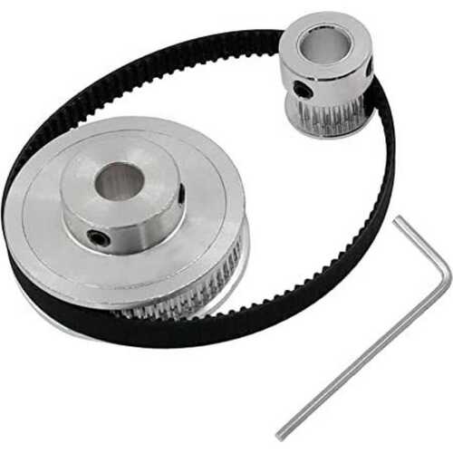 Silver And Black 200 Mm Belt Perimeter 20 & 60 Teeth Aluminium Timing Pulley