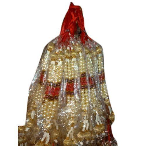 Golden And White 1.5 Feet Long Durable Acrylic Plastic Beads Decorative Diwali Wall Hangings