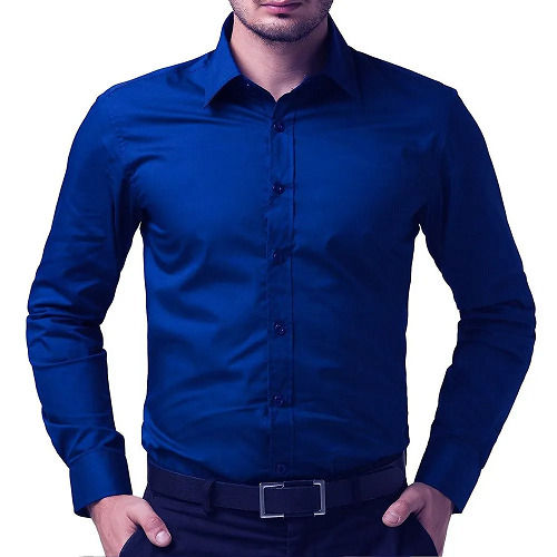 फॉर्मल वियर के लिए आरामदायक पुरुषों की फुल स्लीव प्लेन पैटर्न कॉटन शर्ट
