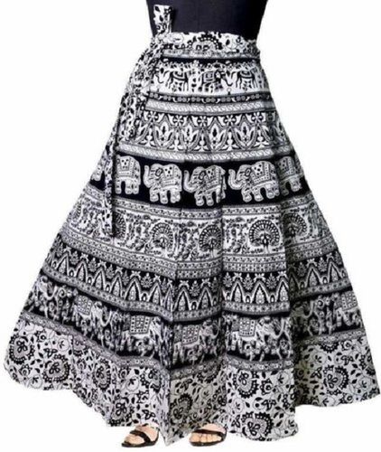 Comfortable Women Wrap Jaipuri Printed Cotton Long Skirt For Casual Wear