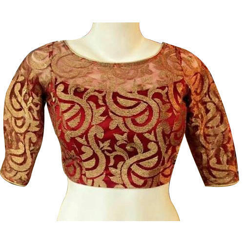 Party Wear Regular Fit Short Sleeves Round Neck Breathable Printed Readymade Ladies Blouse