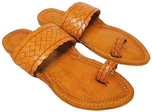 Daily Wear Slip Resistant Sole Flip Flop Leather Kolhapuri Chappals for Mens