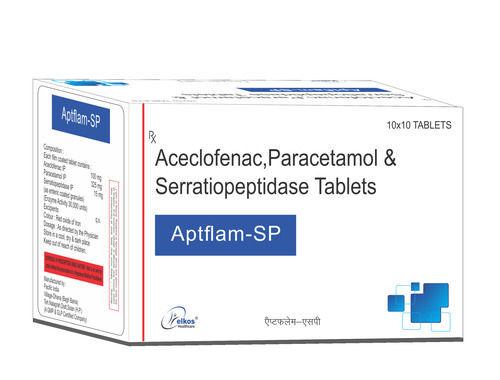 APTFLAM-SP Aceclofenac And Paracetamol And Serratiopeptidase Tablet, 10x10 Alu Alu