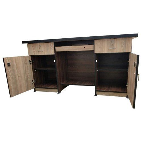 Customize Shape Wooden Material Glossy Finishing Office Table With 5 Drawers