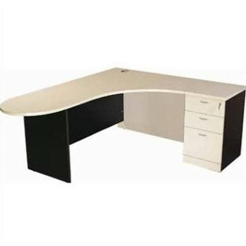 Bamboo Ergonomic L Shape Office Table - 19mm Thickness, 3 Lockable Drawers, Glossy Finish, Eco-Friendly Design, Easy to Install