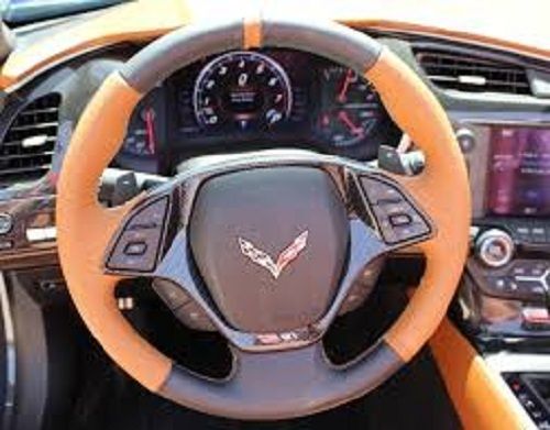 Orange and Gray Leather Steering Wheel Covers