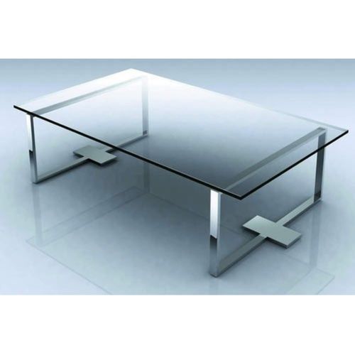 Rectangular Shape Classic Stainless Steel And Glass Material Table